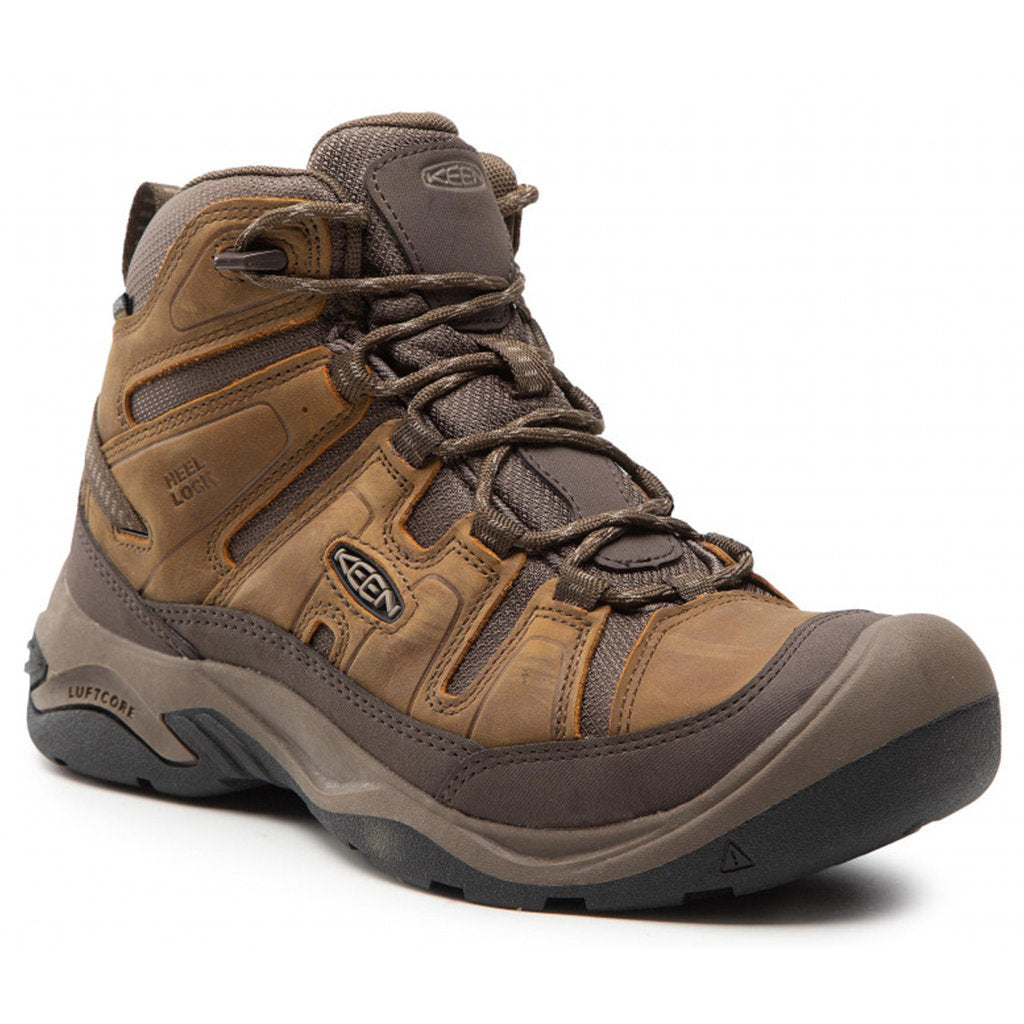 Keen Circadia Mid Leather And Mesh Men's Waterproof Hiking Boots#color_bison brindle