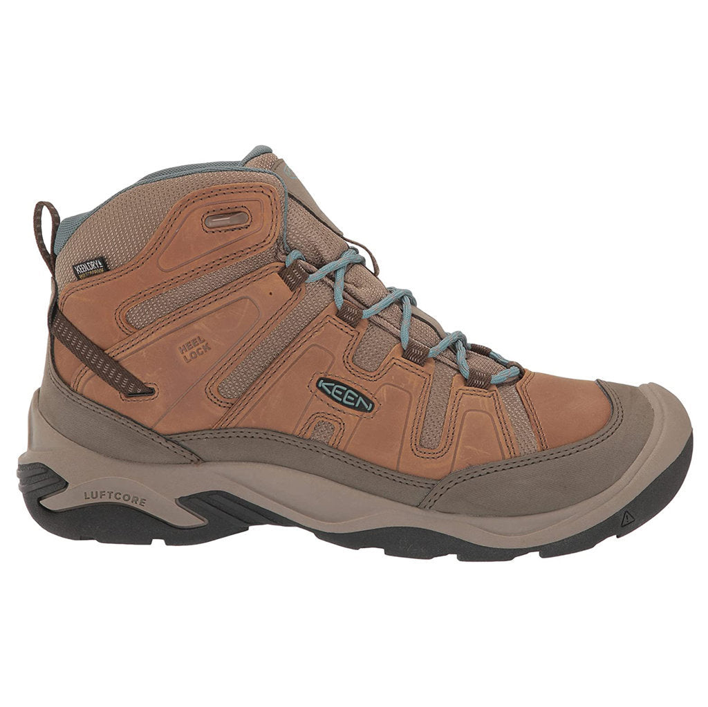 Keen Circadia Mid Leather And Mesh Women's Waterproof Hiking Boots#color_toasted coconut north atlantic