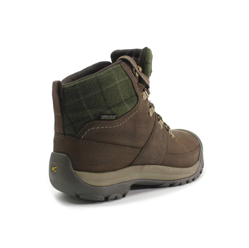 Keen Kaci III Mid Waterproof Leather & Textile Women's Snow Boots#color_dark earth green plaid