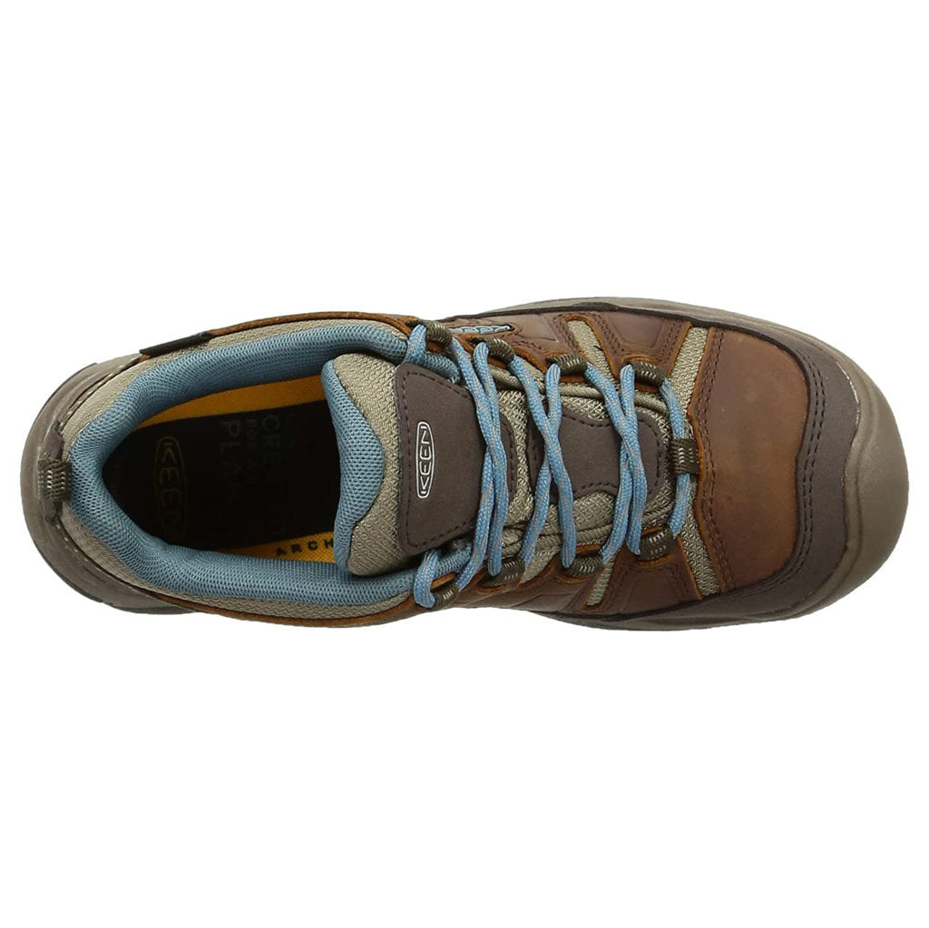 Keen Circadia Leather And Mesh Women's Waterproof Hiking Sneakers#color_syrup north atlantic