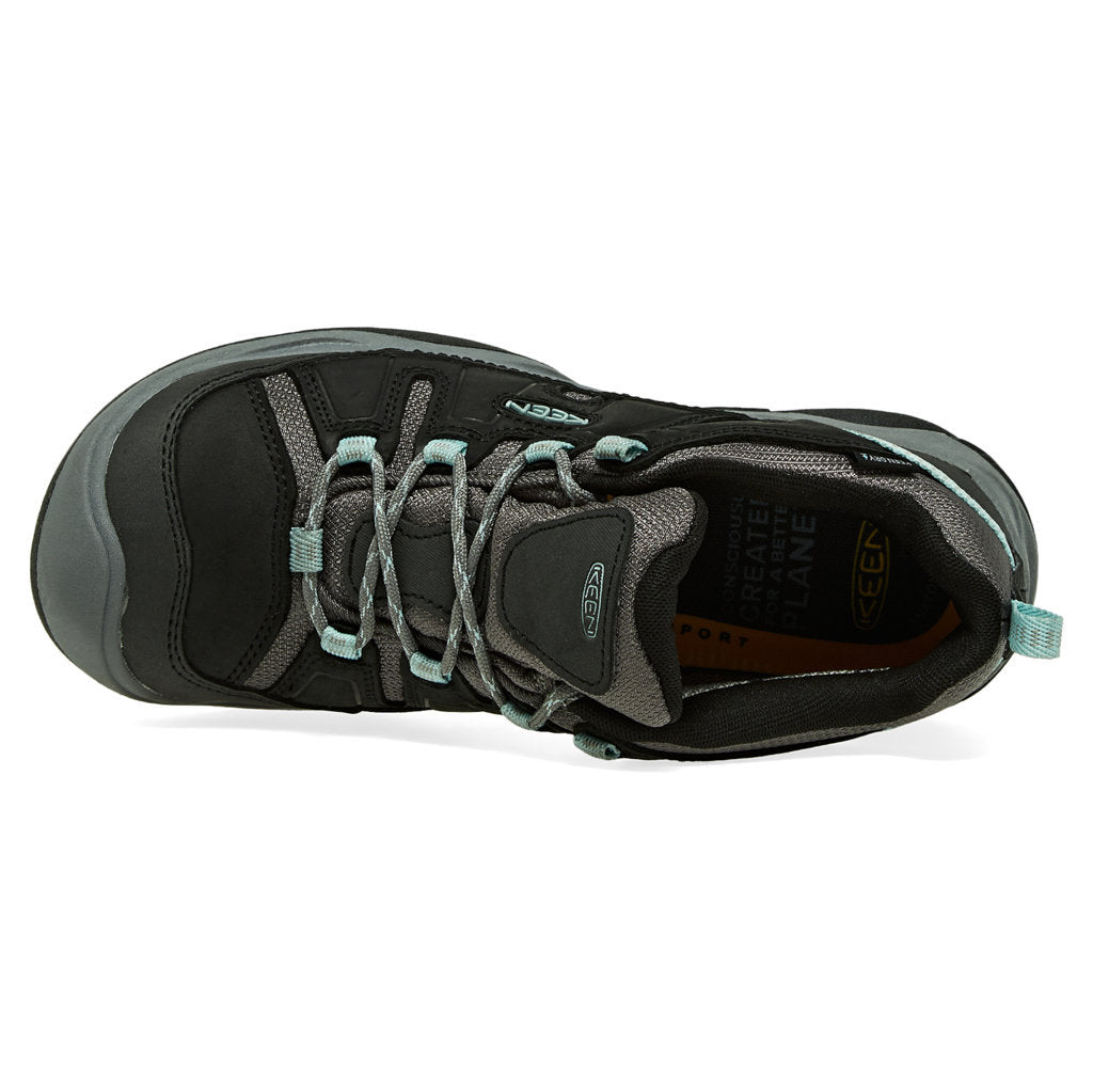 Keen Circadia Leather And Mesh Women's Waterproof Hiking Sneakers#color_black cloud blue