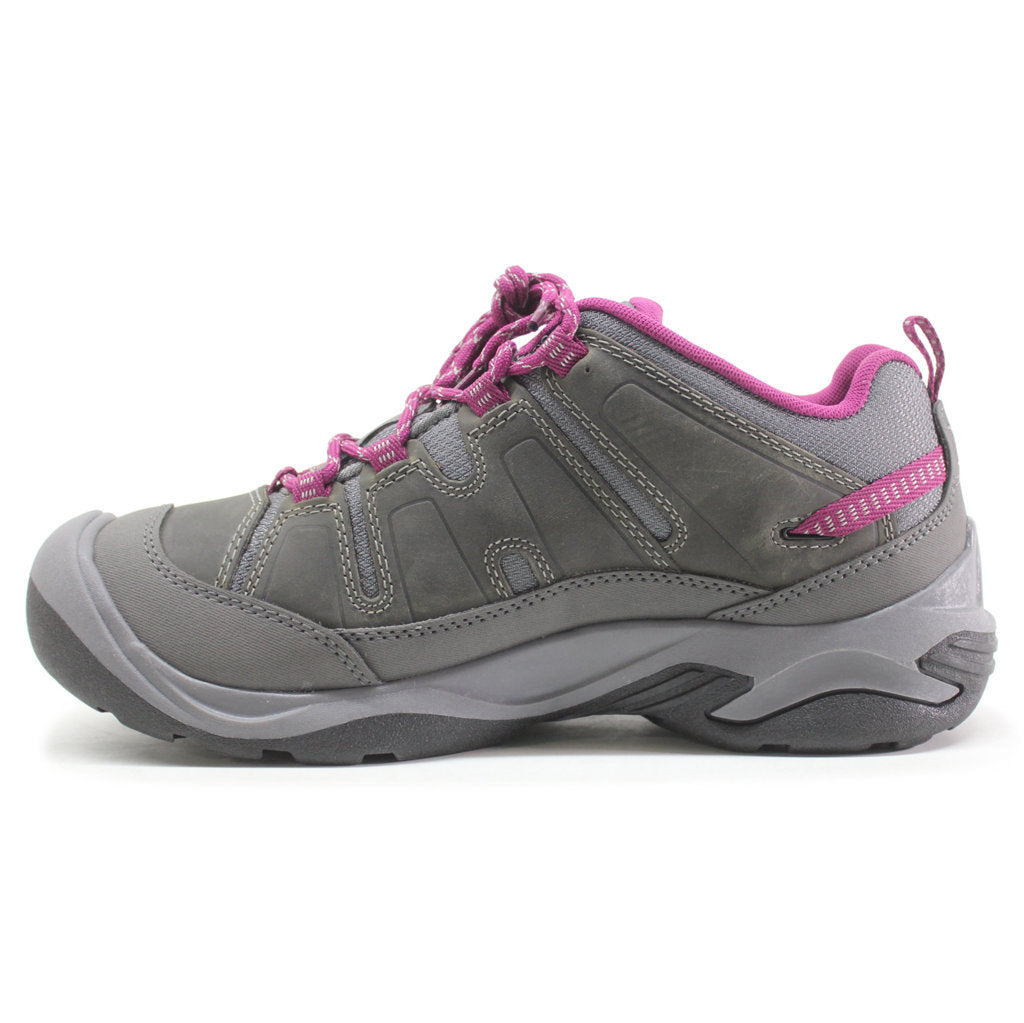 Keen Circadia Leather And Mesh Women's Waterproof Hiking Sneakers#color_steel grey boysenberry