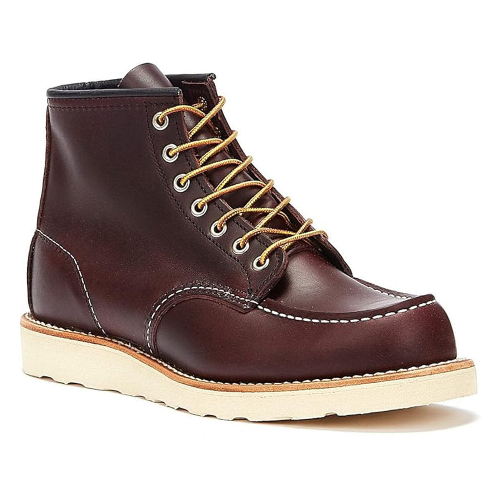 Red Wing Heritage Full Grain Leather 6 Inch Classic Men's Moc Toe Boots#color_black cherry