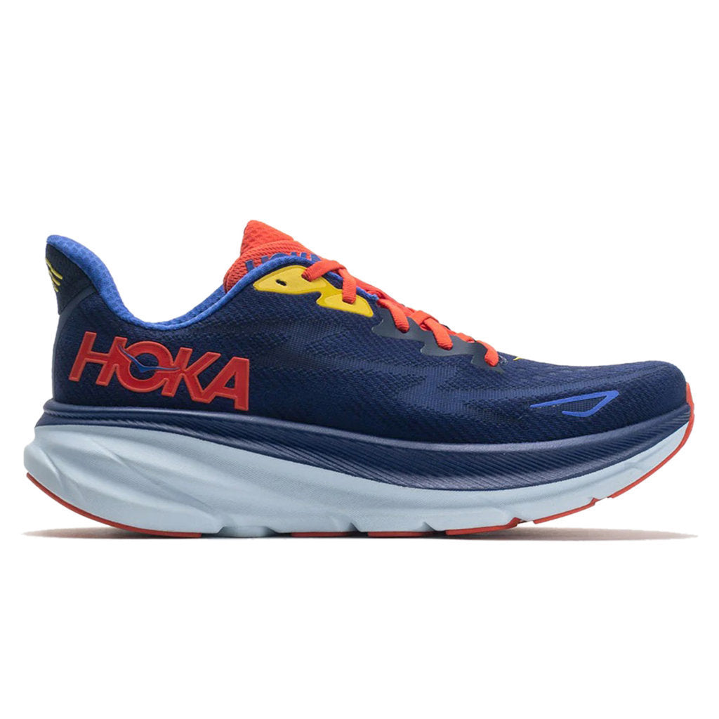 Hoka One One Clifton 9 Wide Textile Mens Sneakers#color_bellwether blue dazzling blue