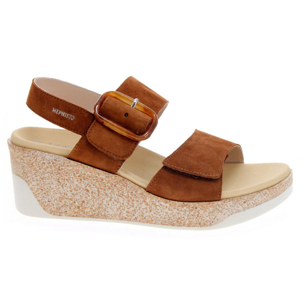 Mephisto Giulia Velvet Leather Women's Wedge Sandals#color_hazelnut