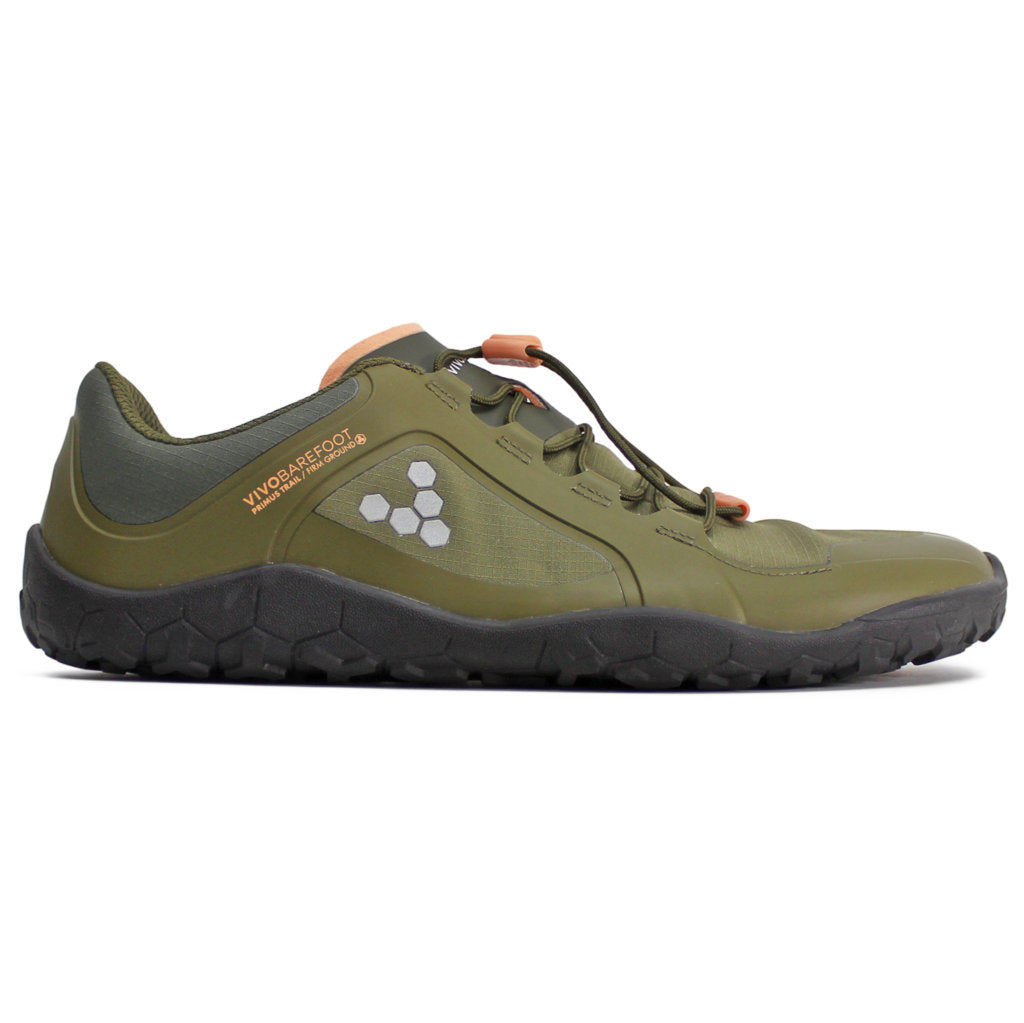 Vivobarefoot Primus Trail III All Weather FG Textile Synthetic Womens Sneakers#color_dark olive