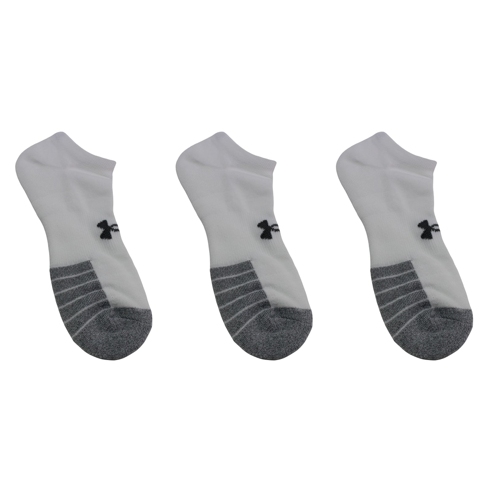 Under Armour HeatGear No Show Cut 3 Pack Socks Unisex#color_White Steel