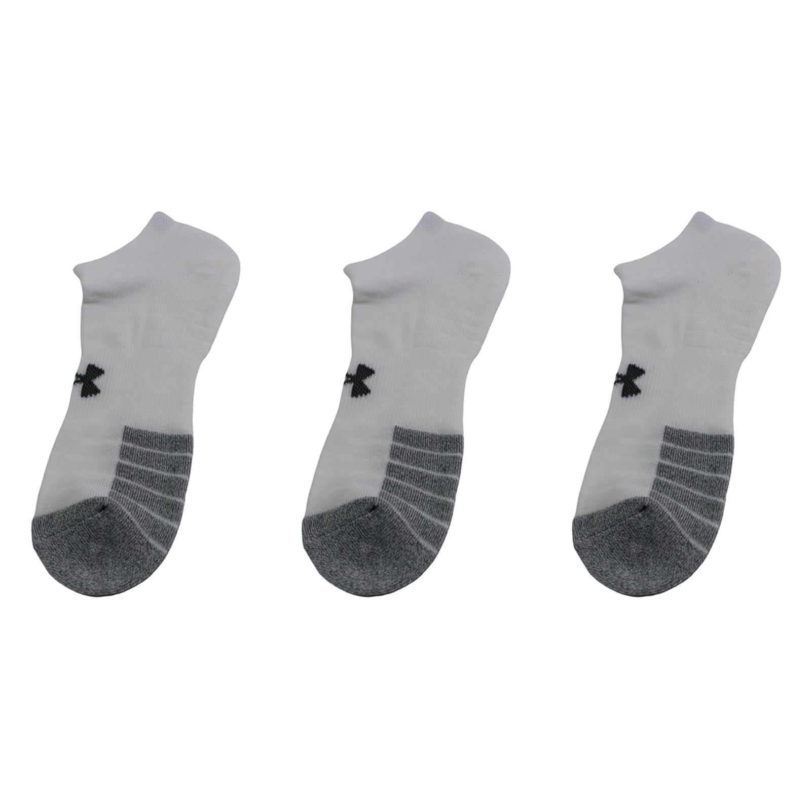 Under Armour HeatGear No Show Cut 3 Pack Socks Unisex#color_White Steel