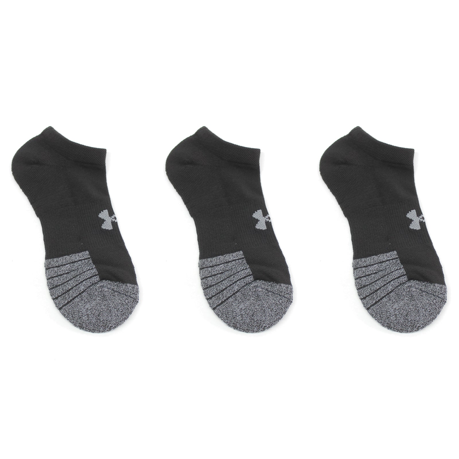 Under Armour HeatGear No Show Cut 3 Pack Socks Unisex#color_Black Steel