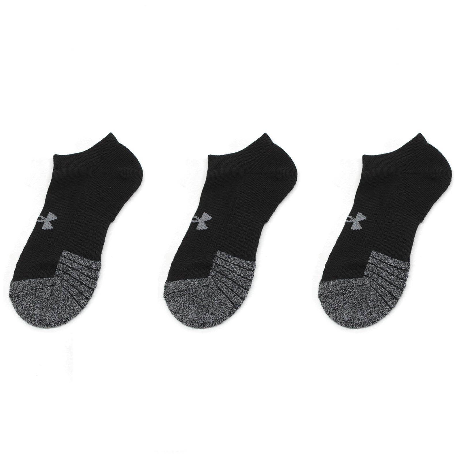 Under Armour HeatGear No Show Cut 3 Pack Socks Unisex#color_Black Steel