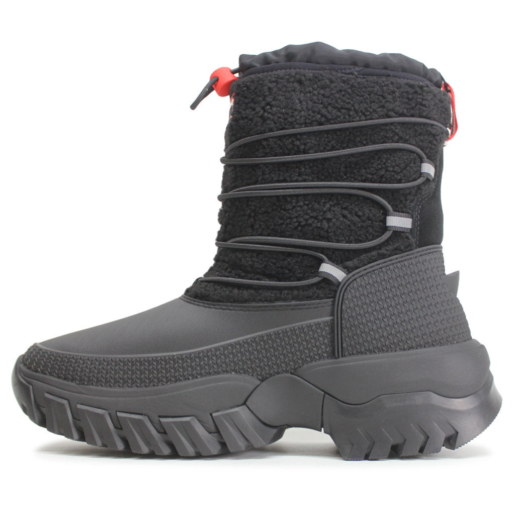 Hunter Wanderer Short Sherpa Snow Rubber Womens Boots#color_black