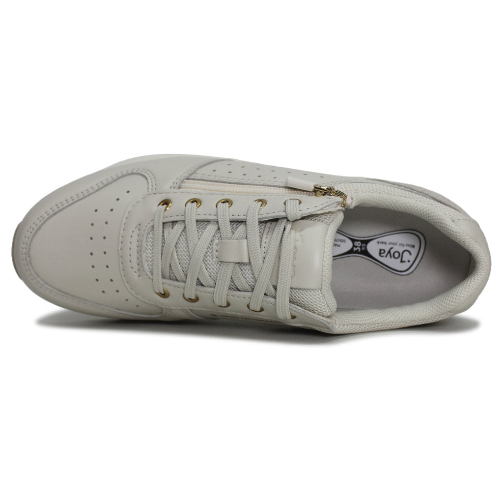 Joya Dynamo Zip Leather Textile Womens Sneakers#color_white