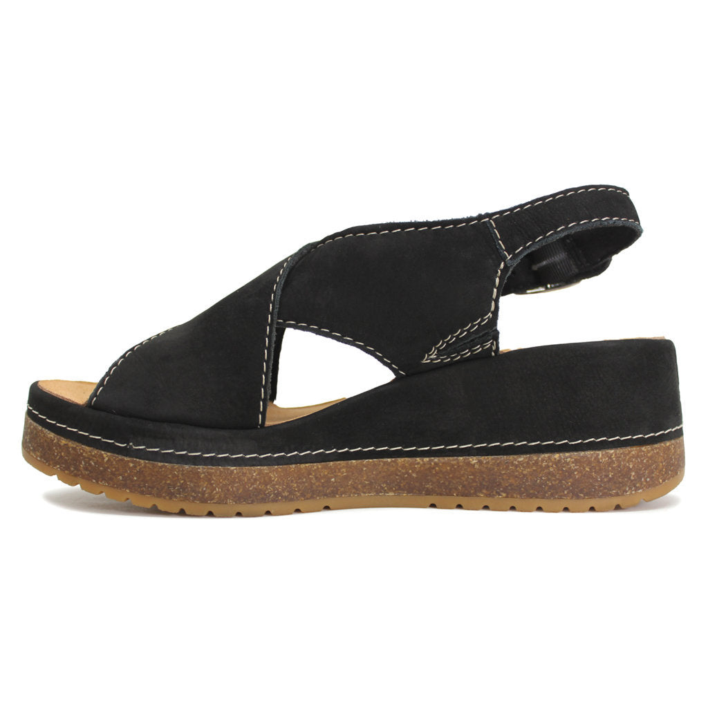 Clarks Kassanda Step Nubuck Womens Sandals#color_black