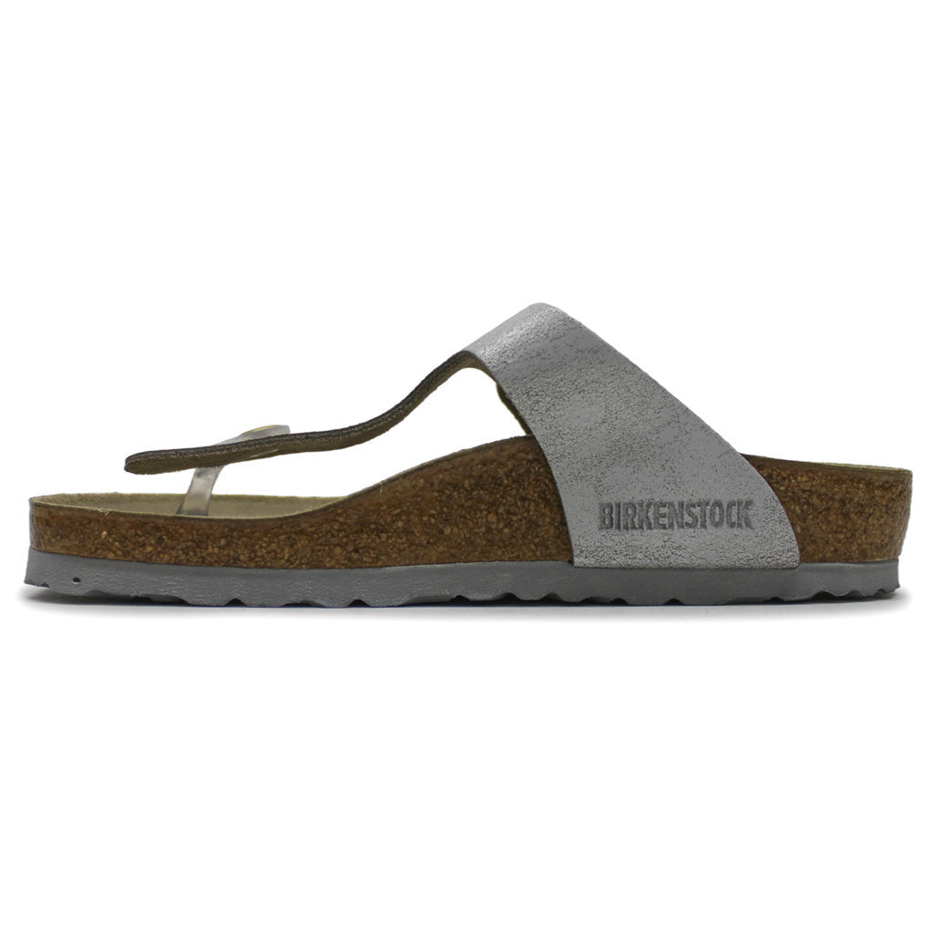 Birkenstock Gizeh BS Suede Unisex Sandals#color_washed metallic blue silver