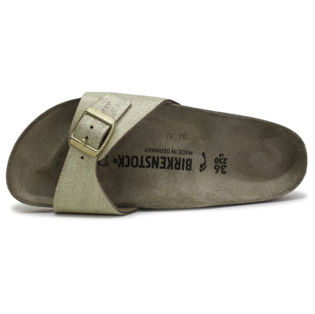 Birkenstock Madrid BS Suede Unisex Sandals#color_washed metallic cream gold