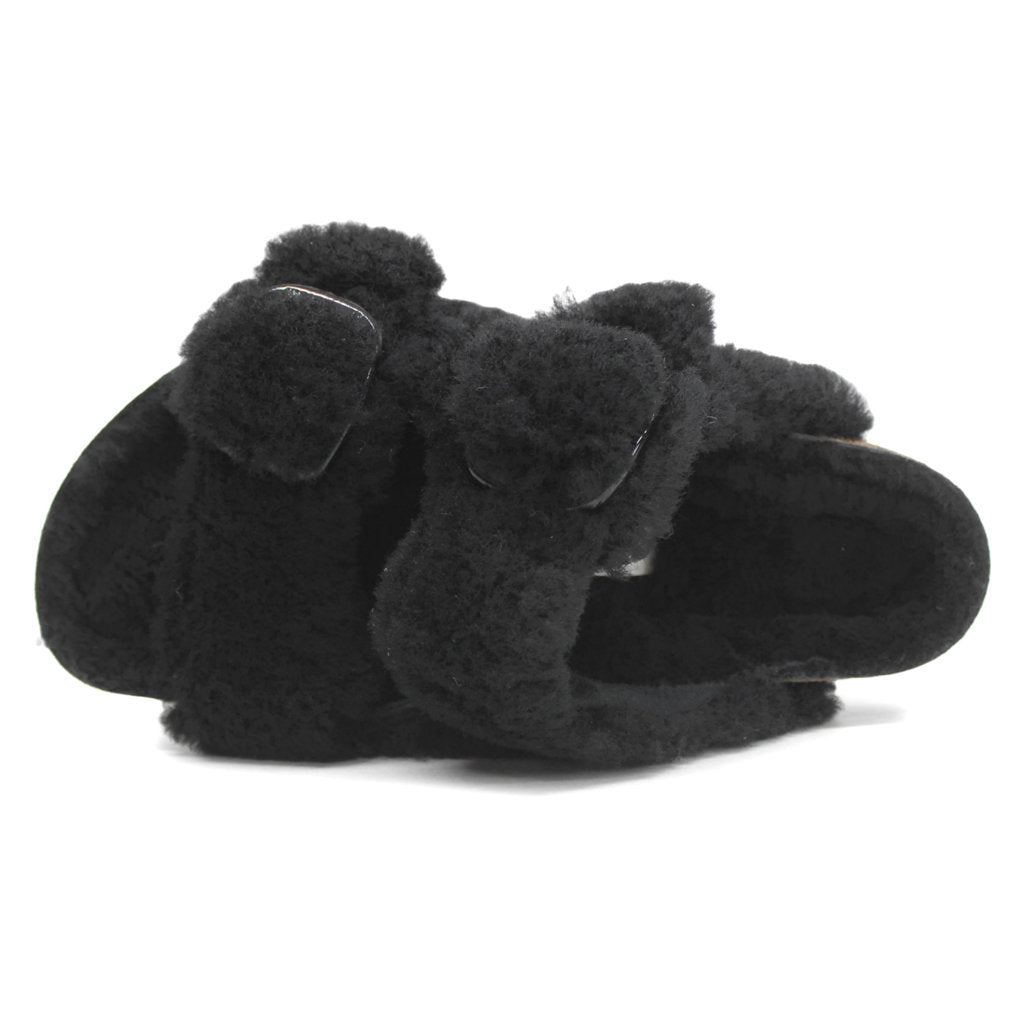 Birkenstock Arizona Big Buckle Fur Unisex Sandals#color_teddy black