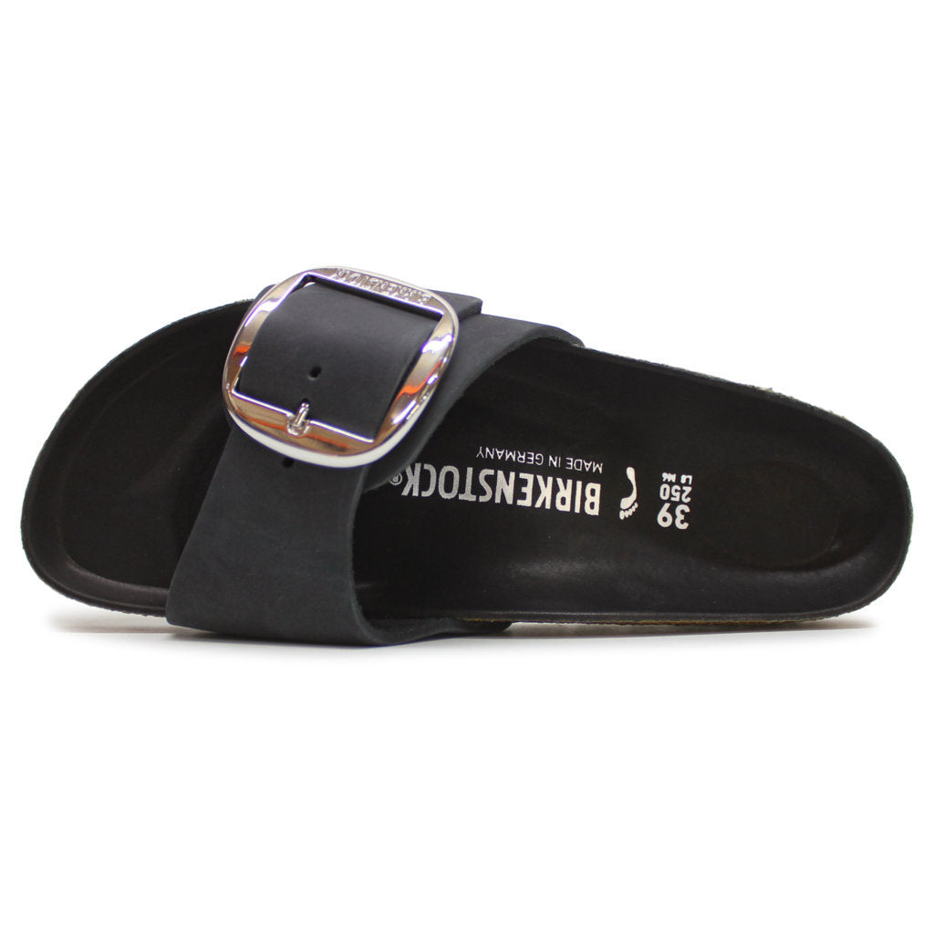 Birkenstock Madrid Big Buckle Oiled Leather Unisex Sandals#color_black